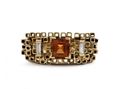 1970s citrine and diamond cubist ring in 18kt yellow gold