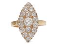 Victorian marquise shape diamond cluster ring in gold