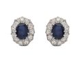 Vintage sapphire and diamond oval coronet cluster earrings