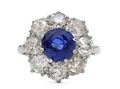 Vintage sapphire and diamond coronet cluster engagement ring