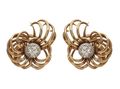 1950s Old Mine diamond wirework floral earrings in gold