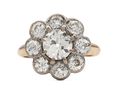 1950s diamond daisy cluster ring in 18kt yellow gold