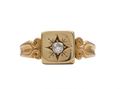 Antique diamond square plaque gypsy ring in 15kt yellow gold
