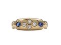 1890s diamond and sapphire flush mount ring in 18kt gold