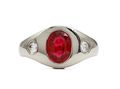 Art Deco synthetic ruby and diamond three stone bombe ring