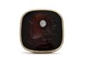 Vintage diamond set onyx intaglio ring in 14kt yellow gold