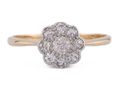 Antique Old Mine and eight cut diamond floral cluster ring in platinum and 18kt yellow gold – Matthew Weldon