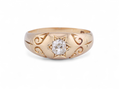 1903 Old Mine Cut Diamond Set Gypsy Carved Ring in 18kt Yellow Gold
