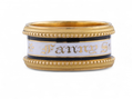 Georgian yellow gold white enamel memorial band with “In Memory Of” inscription – Courtville Antiques