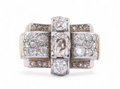 French Diamond Set Tank Ring