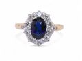 Sapphire and Diamond Cluster Ring