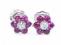 Pink Sapphire and Diamond Cluster Earrings