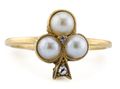 Edwardian Pearl And Rose Cut Diamond Trefoil Ring In 18kt Yellow Gold