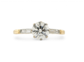 18ct Gold and Platinum Diamond Solitaire Ring with Baguette Shoulders