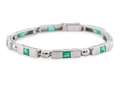 14ct White Gold Emerald Line Bracelet