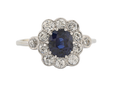 White Gold Sapphire and Diamond Daisy Cluster Ring