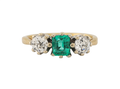 18ct Gold Emerald and Diamond Three Stone Ring