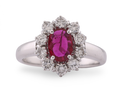 18ct White Gold Ruby and Diamond Cluster Ring