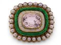 Antique Pink Topaz, Pearl and Enamel Brooch