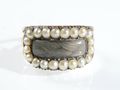 Late Georgian Natural Pearl & Hair Memorial Ring in Gold