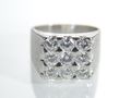 Vintage 18kt white gold chunky square diamond cluster signet ring