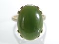 Vintage Nephrite cabochon dress ring in 9kt yellow gold
