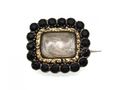1828 Jet & Hair Mourning Brooch Pendant in Rose Gold