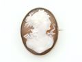 Antique shell cameo of a woman's profile brooch