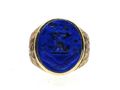 Vintage 'If I Can' Lapis Lazuli Intaglio Signet Ring in Yellow Gold