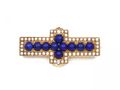 Victorian Lapis Lazuli, Seed Pearl & Diamond Cross Brooch