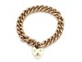 Antique 15kt rose gold hollow curb link bracelet with heart clasp