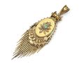 Antique emerald and seed pearl oval tassel locket in gold