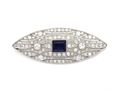 Art Deco square sapphire and diamond navette brooch