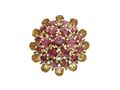 Vintage vertical ruby cluster ring in the form of a flower