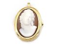 Vintage Shell Cameo Pendant Brooch in 18kt Yellow Gold