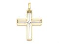 Vintage three dimensional diamond cross pendant in yellow gold