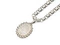 Antique sterling silver chain and large elaborate oval locket
