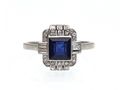 Art Deco Royal blue sapphire and diamond ring