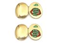 Enamel jockey cap and shirt double oval cufflinks