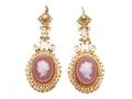 Antique French Hard Stone Cameo Drop Earrings