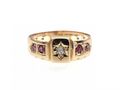 Antique 15kt yellow gold diamond and ruby five stone ring
