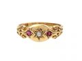 Victorian diamond and ruby three stone gypsy ring