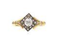 Antique biased square diamond cluster ring in 18kt yellow gold