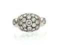 Platinum diamond set bombé cluster ring
