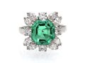 3.02ct Colombian emerald and diamond floral cluster ring