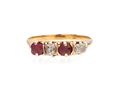 Antique Iberian four stone ruby and diamond ring in gold