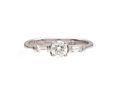 Contemporary diamond solitaire engagement ring in 18kt white gold