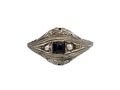 Antique sapphire and diamond three stone bombe ring