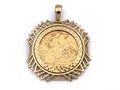 Vintage 9kt yellow gold openwork half sovereign coin pendant