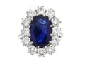 Vintage 3.51ct Burmese sapphire and diamond coronet cluster ring